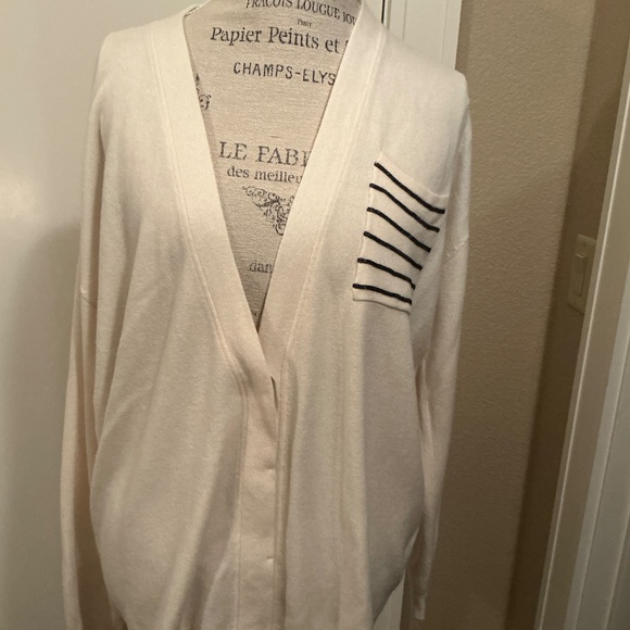 Brunello Cucinelli Cashmere Cardigan w/Monili Stripe Pocket Sz Large - Picture 2 of 12